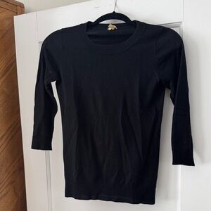 J. Crew Black 100% wool sweater with 3/4 length sleeves